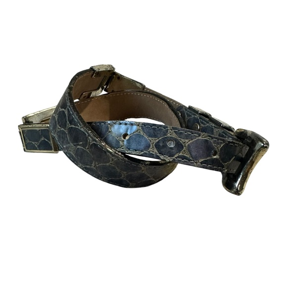 Belts by Simon Genuine Grey Leather with snake pattern belt size Small 28